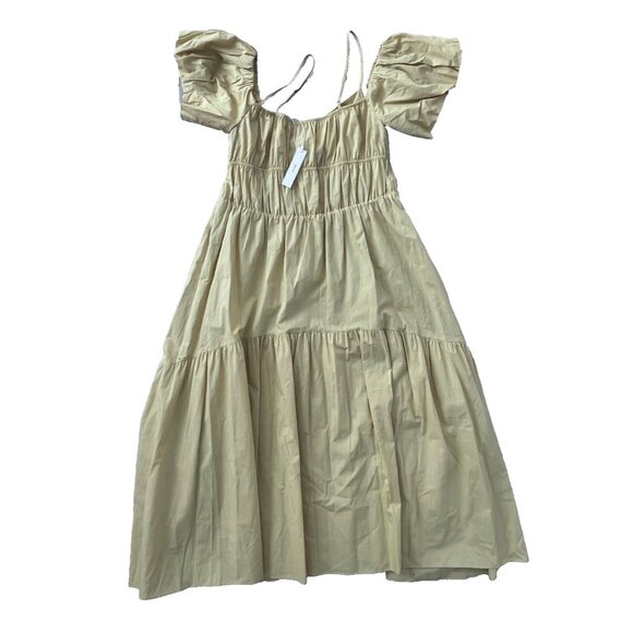 Vince Draped Puff Sleeve Tiered Dress Warm Sand ( 8 ) - Picture 6 of 6